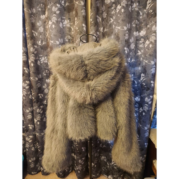 Wild fable Faux Fur Jacket Size XL Gray - Picture 6 of 8